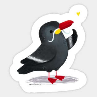 Inca tern bird with a yellow heart Sticker